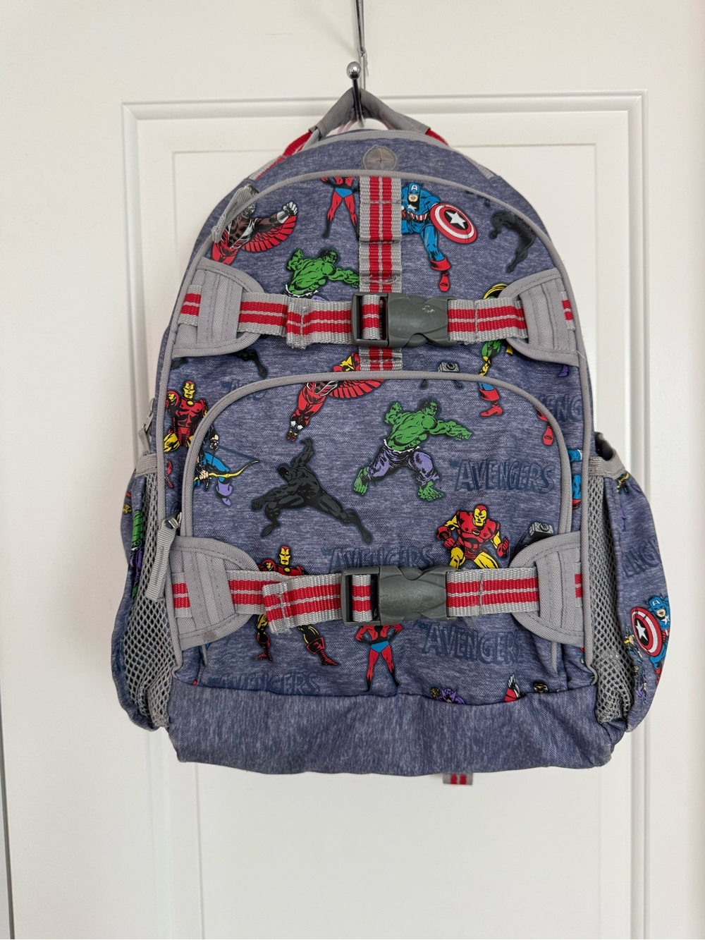 Pottery Barn Kids Blue Avengers Backpack with Red and Gray Accents